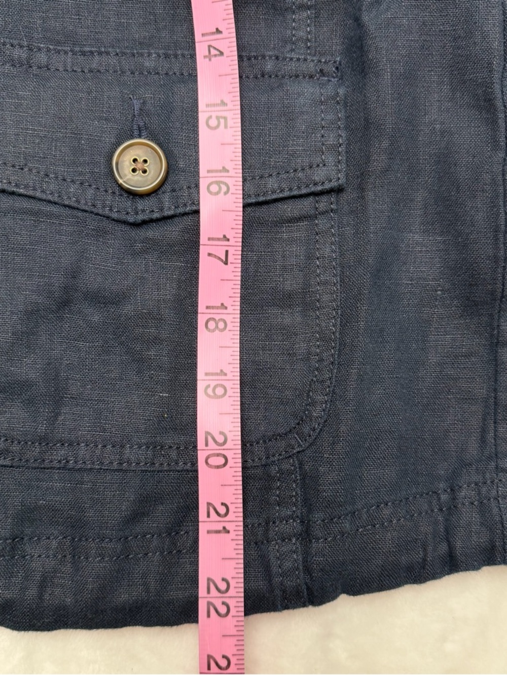 Talbots 100% Linen Utility Jacket Navy M Coastal Breathable Nautical Old Money - Picture 7 of 10